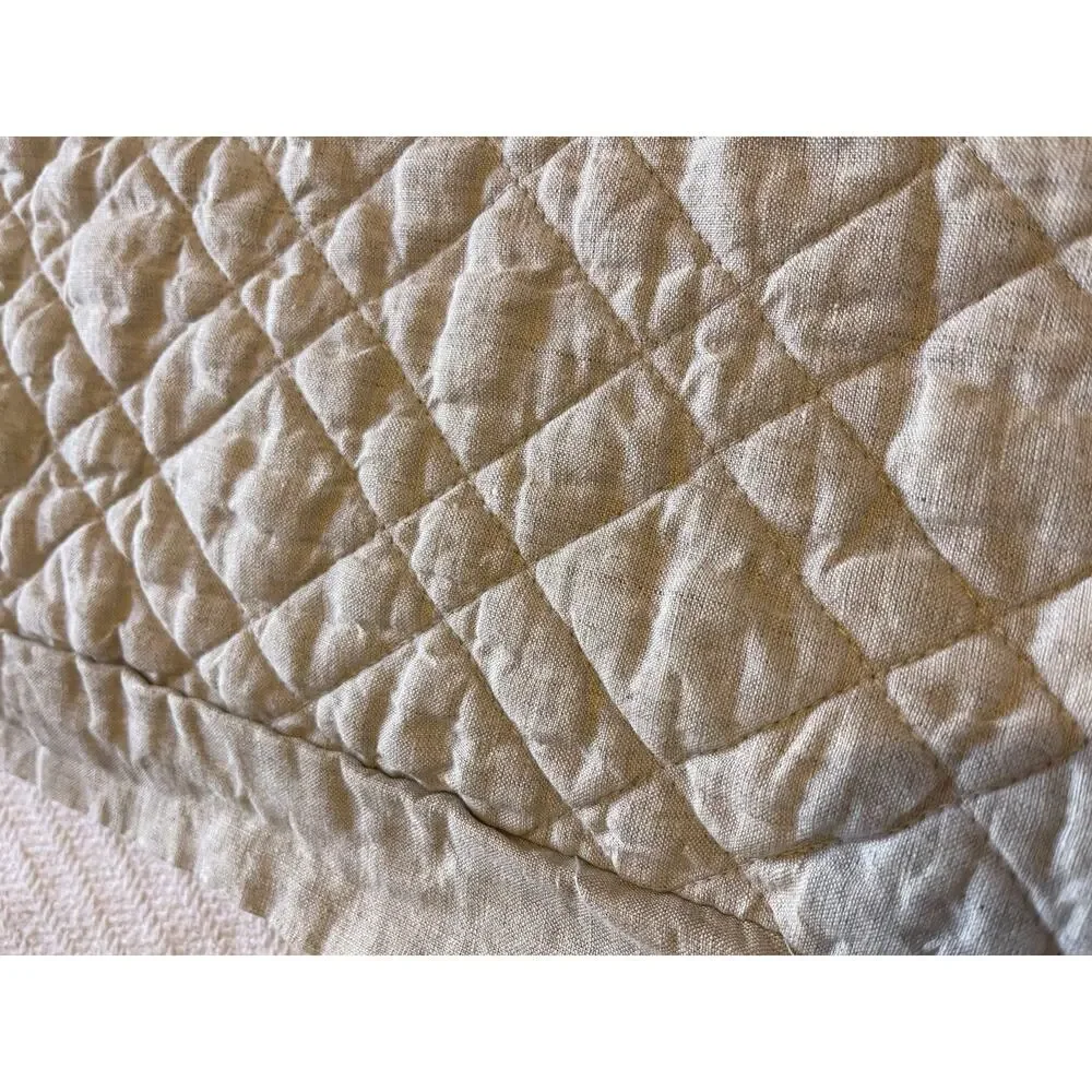 PINE CONE HILL WASHED 100% LINEN QUILTED NATURAL EURO SHAM